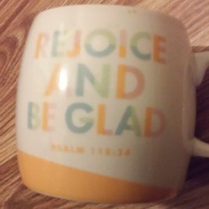 NEW Cup Reads: Rejoice And Be Glad  Psalm 118: 24 White Orange Blue Green Orange